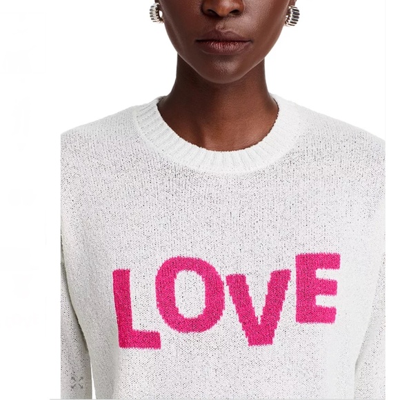 Aqua Love Graphic Crewneck Sweater Small White/Pink NWT - Picture 5 of 6